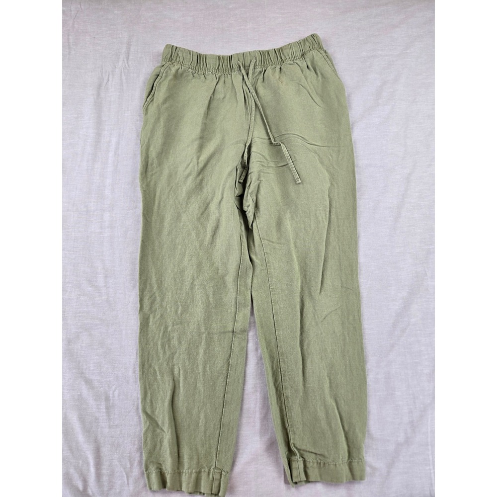 A New Day Olive Green Linen Blend Drawstring Elastic Waist Pants Small VN1055164